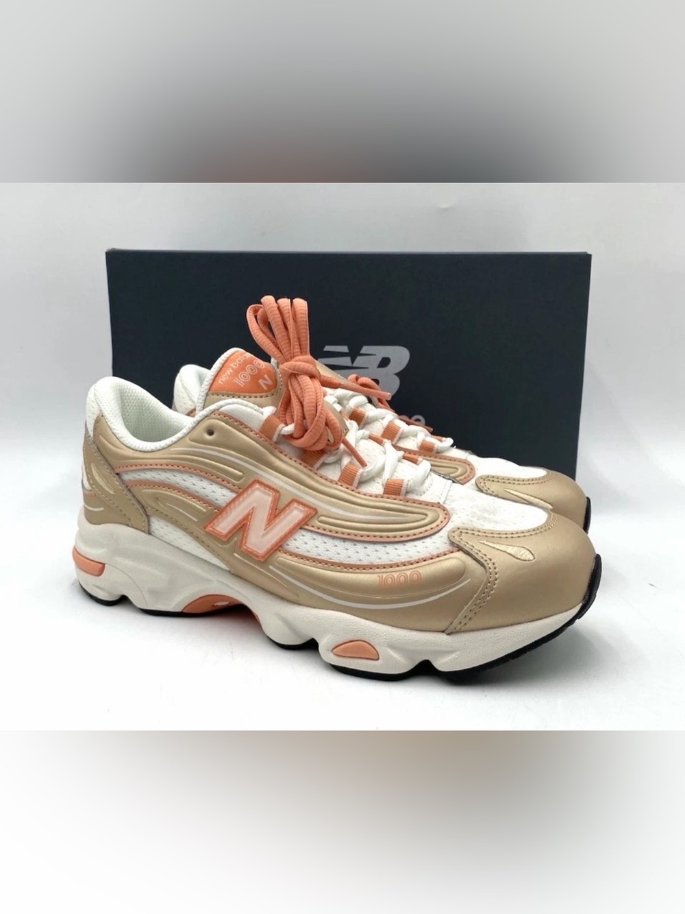 New Balance sneakers in tan and peach #newbalance youth 4.5 womens 6